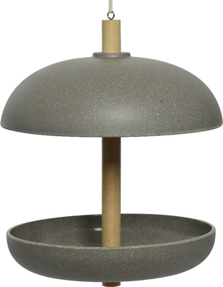 Decoris Vogel voedersilo hangend - bamboe hout - antraciet grijs - 21 x 25 cm