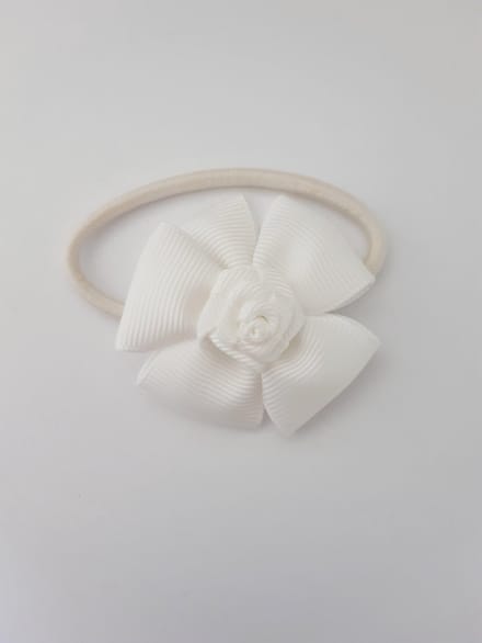 Le Sjalerie Haaraccessoires Haarelastiek Meisje Met Bloem Wit elastiek Haarmode bruiloft feest school 2 stuks elastiek