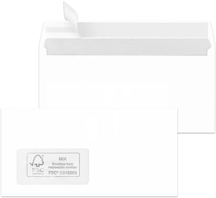 MAILmedia-enveloppen DIN lang, FSC, zelfklevend, wit