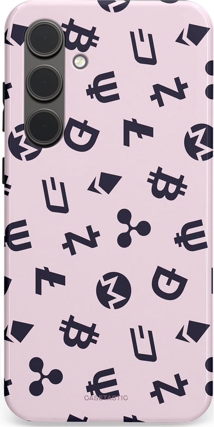 Casetastic hoesje geschikt voor Samsung Galaxy S24 Plus - Dubbellaagse bescherming - Crypto flow - Fashion Case - Lichtgrijs Donkergrijs Wit