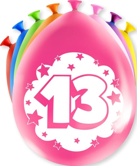 Happy Party Ballonnen 13 jaar (8 stuks)
