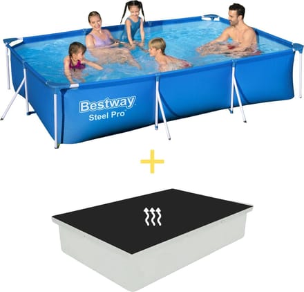 Zwembad - Steel Pro - 300 x 201 x 66 cm - Inclusief Solarzeil