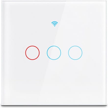 TechU™ Touchscreen Wandschakelaar 3 Knoppen – Wit – Wifi & App – Voice Control met Google Home & Amazon Alexa – 8.5*8.5 cm – Timer Instellen – Hard glaspaneel – Waterdicht