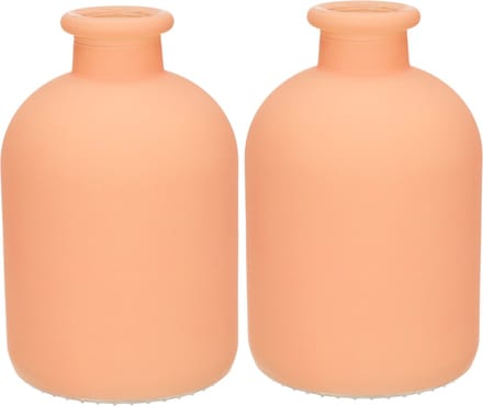 Jodeco Bloemenvaas Avignon - 2x - glas - mat terra - H17 x D11 cm