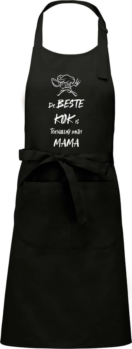 mijncadeautje - luxe schort - De beste kok is toevallig mijn MAMA - zwart
