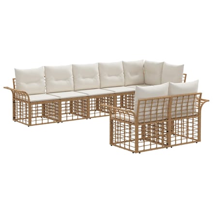 vidaXL - Buiten - bank - set - 8 - st - Natuurlijk - en - Crème - Wit - poly - rattan