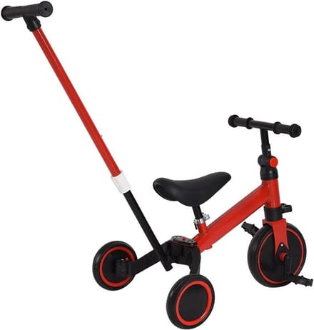 Kinder driewieler - Loopfiets duwstang - Buiten spelen - Dubbel doel ontwerp - 4 kg - Rood