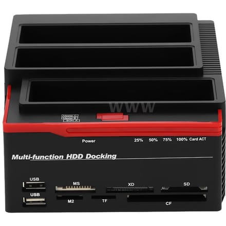 2,5/3,5  USB3.0 naar 2 SATA-poorten Dockingstation voor externe HDD-harde schijf UK Plug black