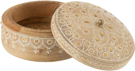 J-Line doos + deksel Rond - hout - naturel/wit - small