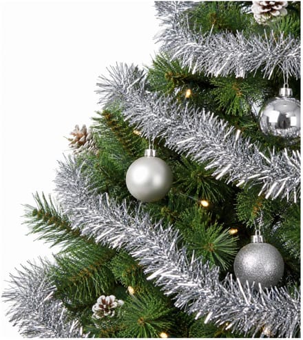 Benson Kerstslinger guirlande zilver - glanzend lametta - 270 cm - kerstdecoratie