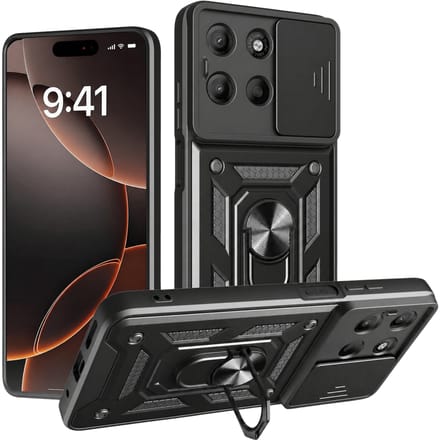 Amorus Motorola Moto G17 (Power) Shield Case met Camera-schuif Zwart