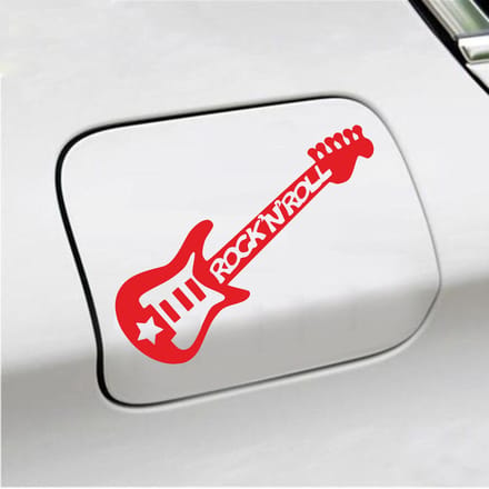 Bumpersticker - Gitaar Rock N Roll - 10,4 X 14,8 - Rood