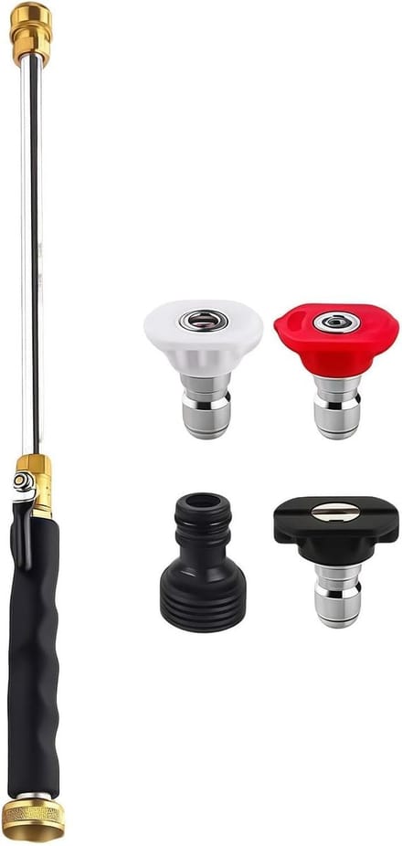 Hogedrukspuit - Tuinslang accessoire - Buiten schoonmaken - Drie sproeimodus - 45 cm - Zilver