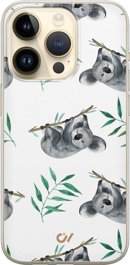 Hoesje geschikt voor Apple iPhone 14 Pro - Koala Print - - Wit - Apple - Casevibes