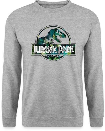 Jurassic Park Logo Met T-Rex Bladeren Ontwerp Sweater Heren