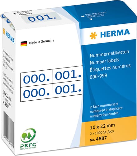 Herma 4887 2-voudige nummers blauw 0-999