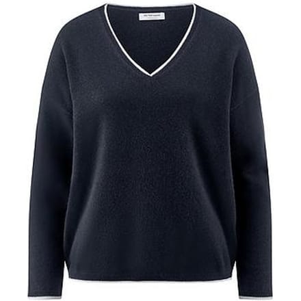 Trui V-hals 100% kasjmier Van Peter Hahn blauw