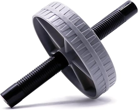 Buikspierwiel - Buikroller trainer - Kracht training - Dubbele werking - 15 cm diameter - Grijs