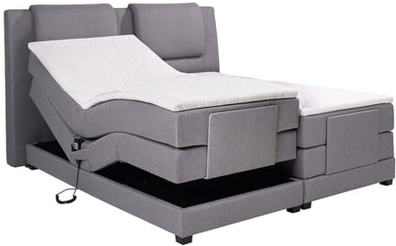 Vente-unique Boxspringbed stof lichtgrijs 2 x 90 x 200 cm