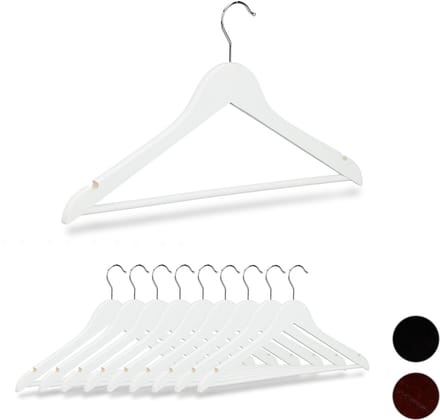 kledinghangers hout - set van 100 - broeklat - kleerhangers wit - draaibaar
