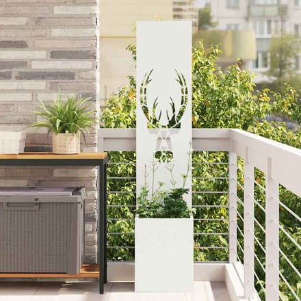 vidaXL - Tuin - Privacy - Scherm - Wit - 32 - x - 32 - x - 150 - cm - Koudgewalst - staal