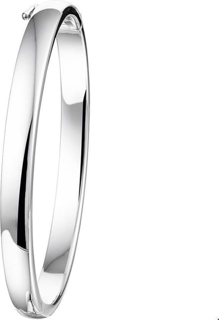 The Jewelry Collection Bangle Scharnier Massief 6 X 60 mm - Zilver Gerhodineerd