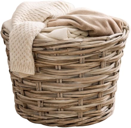 Mega Collections opbergmand Koudum - rotan - D39 x H31 cm - lichtbruin/grijs
