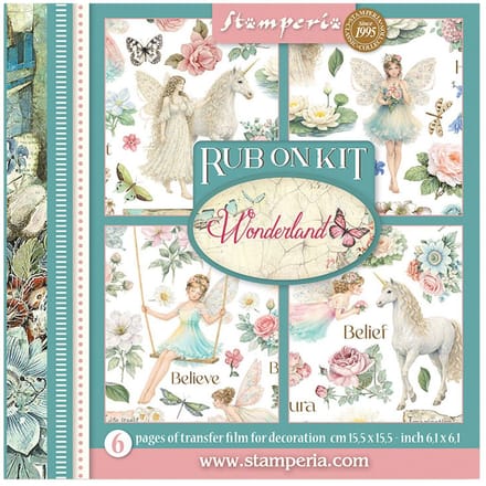 Stamperia - Wonderland Rub-On 15,5x15,5cm Assortment (6pcs) (DFLRBX15)