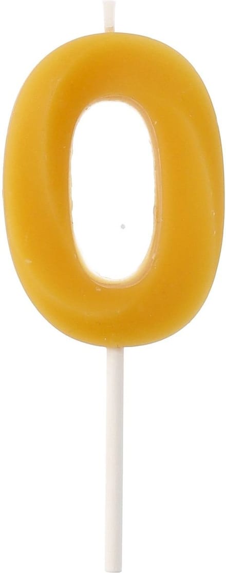Kaars - Cijfer 0 - Bijenwas - 4,5 cm