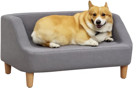 PawHut Pet Sofa - Linnen-gevoel polyester stof - 75x55x39cm - Grijs