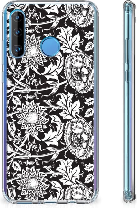 Huawei P30 Lite Case Black Flowers