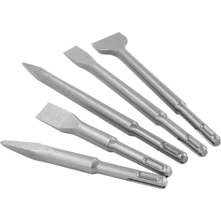 5 Pièces Burins de Perforateur à Impact Queue Ronde Acier 40Cr Burin Marteau Rotatif Pointe Type Plat gray