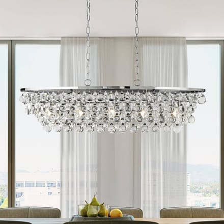 Searchlight Michelle hanglamp, chroom/helder, kristalglas, 92 cm, E27