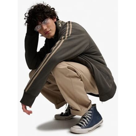 Superdry Bench High Neck Stripe Trainingsjack Grey Grootte: M