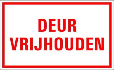 Deur vrijhouden sticker 200 x 125 mm