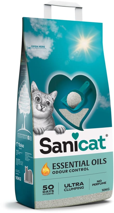 Sanicat Essential Oils Ultra White Kattenbakvulling Fragrance Free - 10 kg
