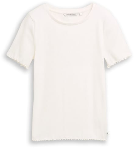 Tom Tailor Denim - Slim fit T-shirt met ribbelstructuur - Maat XXL - off white