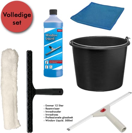 Professionele Glazenwassers Zeemset - 35cm raamwisser + inwasser | Inclusief GRATIS Octoclean Window Liquid. 500ml