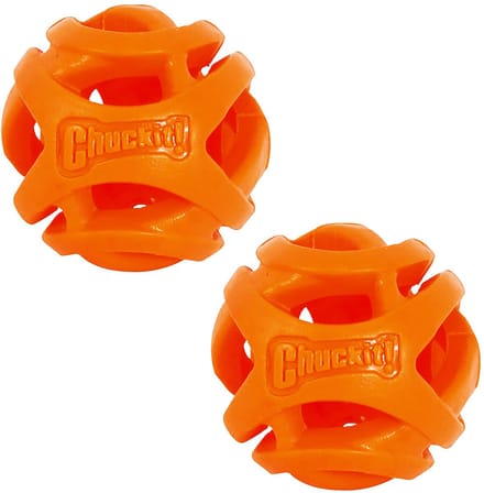 Chuckit! Breathe Right Fetch Ball - Hondenspeelgoed - Hondenbal - Drijvend - Medium - Ø6 cm - Oranje - 2 Stuks