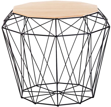 ELIDA - Bijzettafel - Zwart/ Lichte houtkleur - MDF