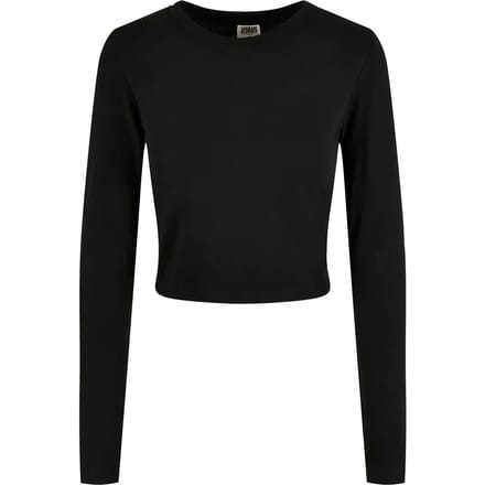 Urban Classics - Organic Cropped Longsleeve top - XL - Zwart