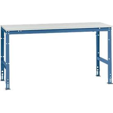 Manuflex AU4081.5007 Werk achtergrond tafel universele standaard met melamine schijf, bxdxh = 1750 x 800 x 760-870 mm Stralend blauw (RAL 5007)