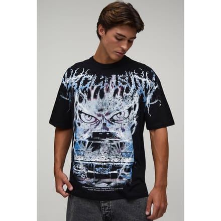 Oversized T-shirt Met Autoprint En Zichtbare Naden | Black | Size XS