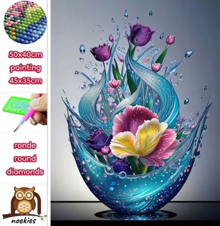 50x40cm Diamond Painting bloemen kunst (rond) nr 129
