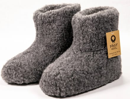 FAST WooL - 100% merinowol - Wollen sloffen - laars model - grijs - maat 39
