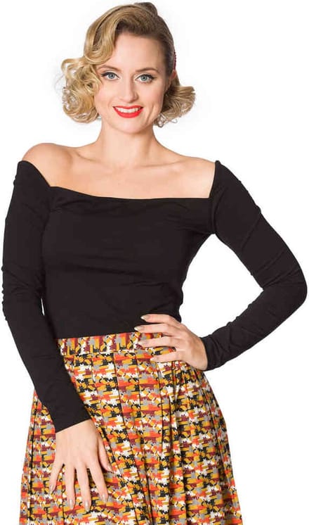 Dancing Days - CLARE Off shoulder top - 2XL - Zwart