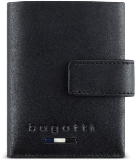 Bugatti Romeo Kredietkaart etui RFID-bescherming Leer 7.5 cm - 2 Sleuven - schwarz