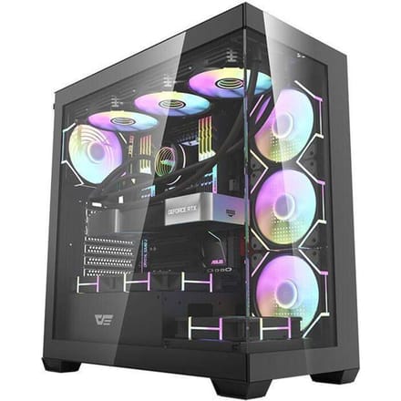 Darkflash DS900 computer case (black) + 7 ARGB fans - Case - Miditower - Zwart