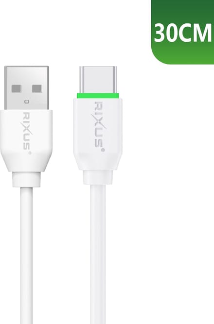 Rixus RXUC13AC Charging Cable USB-A To USB-C 30cm White
