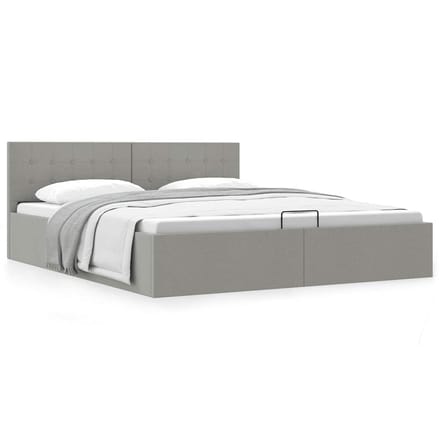 vidaXL - Bedframe - met - hydraulische - opslag - stof - lichtgrijs - 180x200 - cm